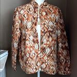 SOUTHERN LADY Rust & Brown Ikat Print Quilted Jacket Size 10 Photo 0