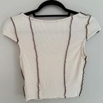 Boutique Contrast Stitch Brown Top Size M Photo 1