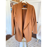 Skies Are Blue  Camel Ribbed Longline Cardigan Open Front Cozy M Photo 3