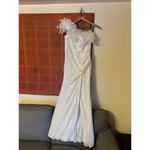 Selfie Leslie  FOR LOVERS FEATHER TRIM SEQUIN MAXI DRESS WHITE NWT Photo 6