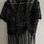 Vintage‎ Black Sheer Lace Fringe Top Witchy Dark Fairy Y2K One Size Size M Photo 0