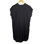 Vince  Cap Sleeve‎ V-Neck Embroidered Shift Dress Black Pleated Front Size 0 Photo 6