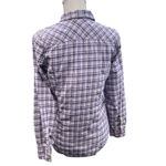 Eddie Bauer Plaid Flannel Shirt Womens Size S Purple White Button Front Pockets Photo 1