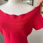 Herve Leger Hervé Léger Off Shoulder Tomato Red Bandage Dress $990 XL Photo 3