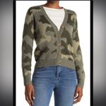 Lucky Brand  Camouflage Cardigan Sweater Small Green Button Up Soft Wool Blend Photo 11
