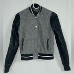 Abercrombie & Fitch Heritage Wool Bomber Jacket Faux Leather Black Gray Size XS Photo 0