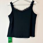 Halara  Women’s Lace Trim Casual Tank Top Black Size Medium NWT Summer Basic Photo 8