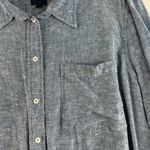 Gap  XL X-Large Button Up Shirt Linen Blend Blue Long Sleeve Women’s Beachy Prep Photo 4