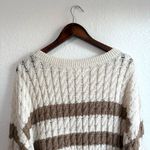 Pilcro by Anthropologie Womens Sweater Longline Ivory Beige Stripe Size XL Brown Photo 4