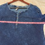 Free People  we the free Blue Long Sleeve linen cotton oversized shirt sz S Photo 3