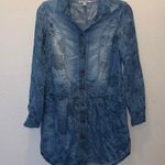 American Eagle  Outfitters blue floral denim long sleeve mini dress Photo 0