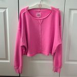 Aerie Beach Party Cropped Crewneck in Hot Pink Photo 1