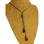 None Silver Tone Lariat Style Necklace Cable Chain Purple Blue Glass Endcaps Adj 17" Photo 0