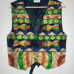Vintage Multicolor Fish Scene Sequin Fashion Vest Green Size undefined Photo 0