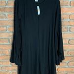 Planet Gold Womens Small Dress Black Bell Sleeve Tunic Stretch Knit Flowy Casual Photo 1