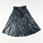 Ann Taylor NEW  Faux Vegan Leather Belted A Line Midi Skirt Solid Black 0 Photo 0