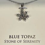 Macy's Sterling Silver Blue Topaz Necklace Snowflake Pendant Photo 2