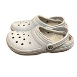 Crocs Pale Blue Classic Lined Clog Shoes Unisex M7 W9 203591 Comfort Faux Fur Size 9 Photo 2
