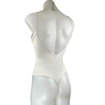 Aritzia Wilfred White Ribbed Knit Sculpt Sleeveless Open Back Bodysuit Top XS Photo 1