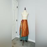 Vintage Reversible Sari Layered Wrap Maxi Skirt Bohemian Multicolor Fabrics OS Size undefined Photo 10