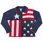 VTG Tiara American Flag Sweater M Zip Patriotic USA July 4th Sequin Knit 80s 90s Blue Size M Photo 0