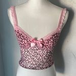 Romwe Pink Animal Print Lace Camisole Photo 0