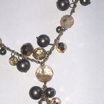 Elegant Gold Tone and Dark Gray Glass and Quartz Beaded Y Drop Necklace Photo 4