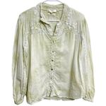 Love Shack Fancy Ronda Embroidered Long Sleeve Blouse Floral Green Tie Dye Size L Photo 1