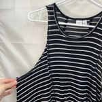 BP Nordstrom women's black white striped scoop neck cutoff linen blend tank top Photo 1