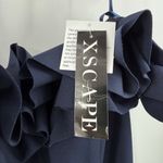 XScape Dress Size 14 Ruffle Off The Shoulder Slit Formal Evening Gown Navy NWT Photo 6