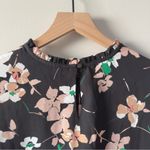Karl Lagerfeld  Floral Black Blouse Long Bell Sleeves Tie Bow Button Keyhole NWT Photo 3