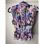 Ganni  Pleated Floral Georgette Blouse Women's 34 US 2 Sleeveless V-Neck Boho Photo 4