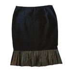 Oscar de la Renta Oscar by  Black Pleated Hem pinstripe Skirt Size 16 Photo 0