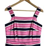 Talbots  Pink Navy White Striped Square Neck Pleated Sleeveless Dress Size 4 Photo 1