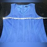 Ann Taylor  Petites Blue Line Perforated Eyelet Day Dress Sleeveless V-Neck 14P Photo 5
