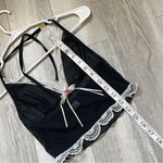 Sheer Lace Tank Top bow rose crop sheer halter womens Black small y2k going out Photo 2