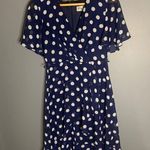 Eliza J  navy polka dot deep v chiffon ruffle dress Photo 2
