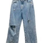 Princess Polly Wide Leg Distressed Raw Hem Cropped Jeans Medium Wash Size 6 Photo 9