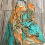 Hello Molly  Mini Wrap Dress Orange and Aqua Photo 0