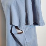 Honey Punch Blue Distressed Top with BRAT Embroidery NWT Size Medium Photo 4