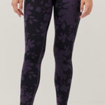 Pact Leggings Womens Large Purple Floral Print Organic Cotton Stretch Yoga Pant Photo 0
