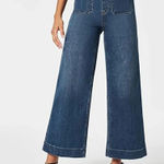 Spanx Jeans Womens L Large Petite Flare Wide Leg Crop Ankle Denim Stretchy Photo 0