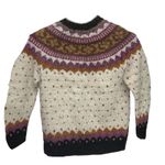 Vintage Nordic Sweater Womens Size S Wool Hand Knit Fair Isle Cardigan Chunky Photo 3