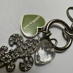 Keychain Katy Von Zeeland Silver Tone Green Enamel Heart Rhinestone Fleur De Lis Photo 4