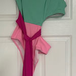 Pink Lily ‎ Green And Pink One Shoulder One Piece Swimsuit Size Medium Photo 0