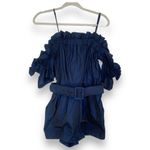 Alice McCALL  Dream Playsuit Navy Cold Shoulder Romper Blue Size 6 Ruffles Photo 1
