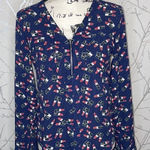 EXPRESS Navy Lipstick Design Zip Up Blouse… Photo 0