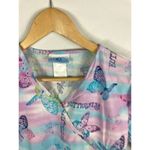 Sb Scrubs  Butterfly Short Sleeve Spring Summer Colorful Scrub Top Size XS Photo 2