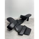 Open Edit  Sandals Size 7.5 Qarly Heeled Black Open Square Toe Slip On Heels Photo 5