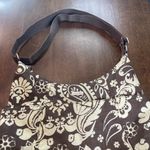 Baggallini  Floral Crossbody Bag Brown and Cream Nylon Blue Lining Pockets Zipper Photo 12